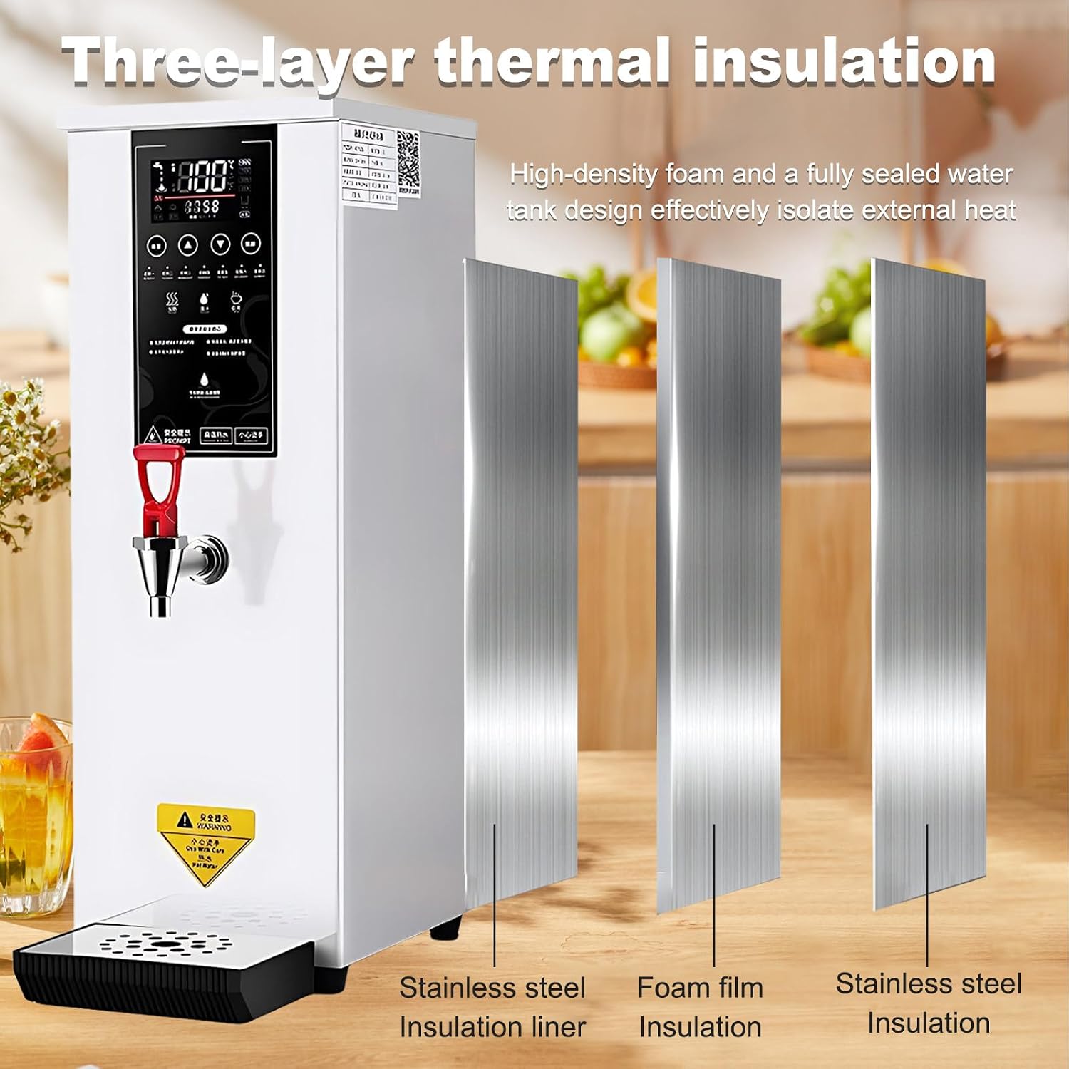 SHAHRYAR Professional Commercial Electric Hot Water Dispenser,3000w Instant Hot Water Dispenser,Water Output: 60l/H,30% Energy Saving,Stainless Steel Faucet,for Milk Tea Shops White