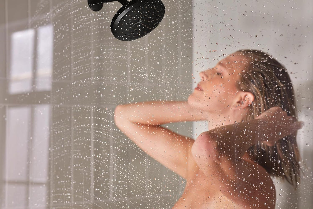 Moen Matte Black One-Function 6-3/4 Inch Wide Eco-Performance Rain Showerhead with Immersion Rainshower Technology, S178EPBL