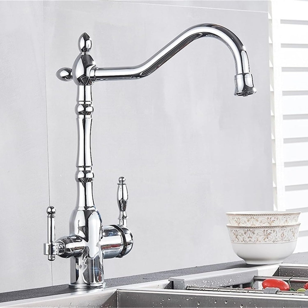 Antique Brass Filtered Kitchen Faucet Mixer Tap Hot Cold Water 360 Rotation Water Purification Water Crane Tap(Chrome)