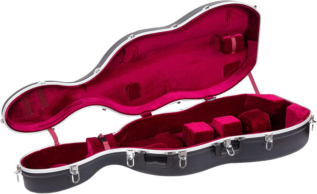 Crossrock ABS Cello Case for 4/4 or 3/4 Size | Matte Black Diamond Texture, Lightweight Shell with Wheels – Built for Daily Transport & Student Use
