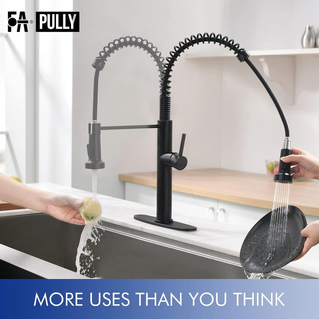 Fapully Black Kitchen Faucet with Pull Down Sprayer,Touchless Motion Sensor Single Handle Faucet for Kitchen Sink