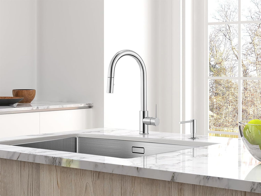 AguaStella AS60CH Chrome Kitchen Sink Faucet with Pull Down Sprayer Single Handle