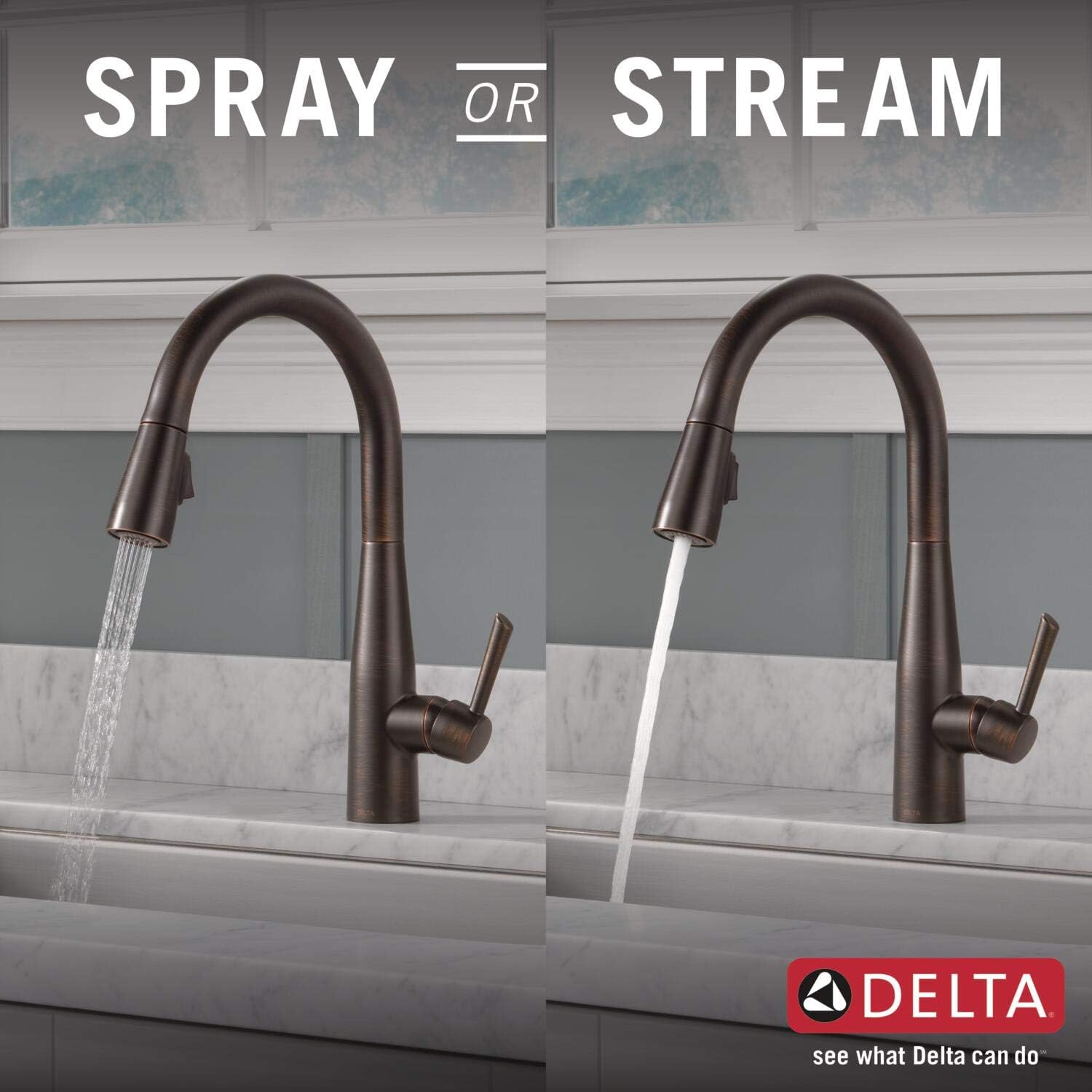 Delta Essa Oil Rubbed Bronze Kitchen Faucet with Pull Down Sprayer, Modern Single Hole Kitchen Sink Faucet, Single Handle, Venetian Bronze 9113-RB-DST