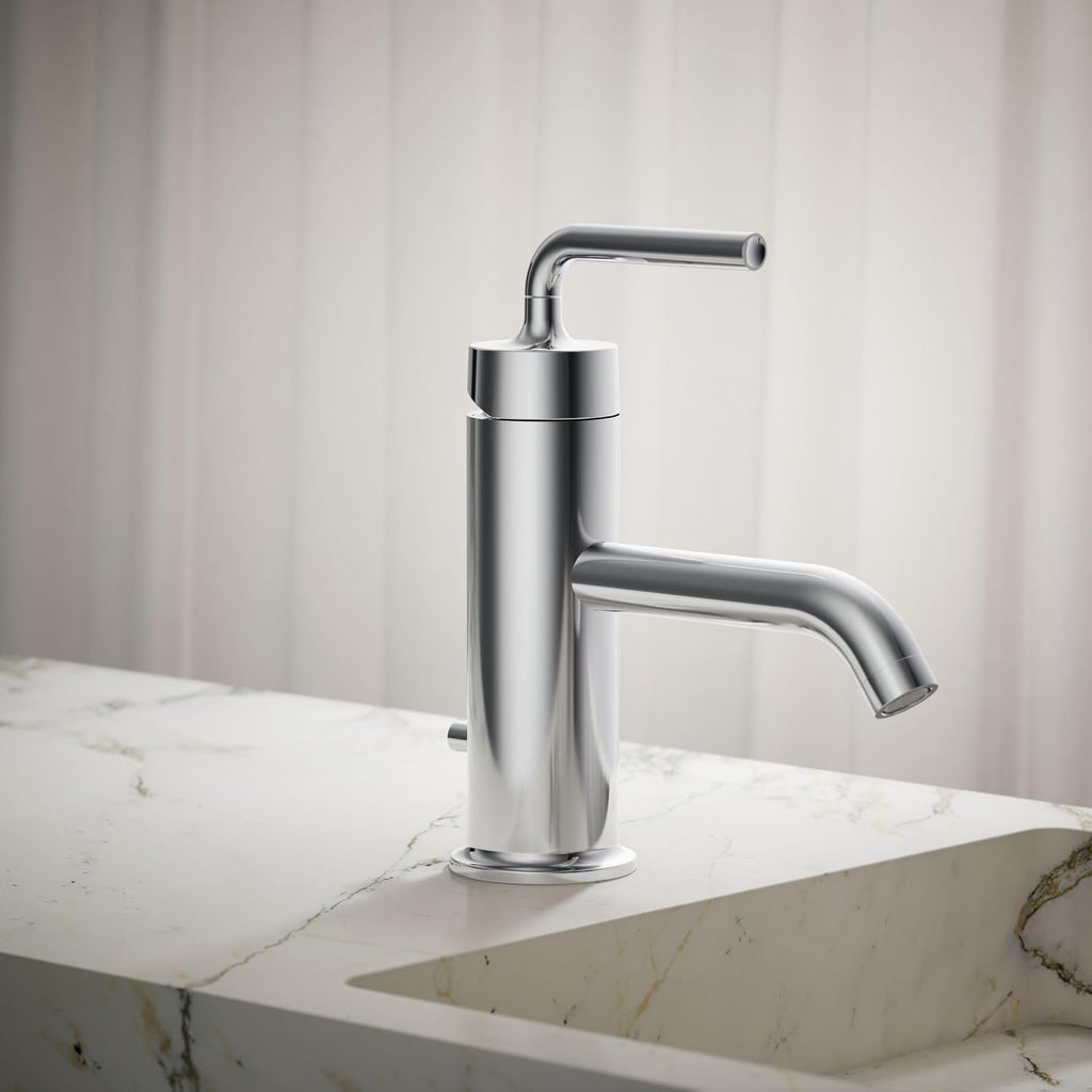 KOHLER K-14402-4A-CP Purist® Single-Handle Bathroom Sink Faucet, Straight Lever Handle, Bathroom Faucets, 1.2 GPM, Polished Chrome