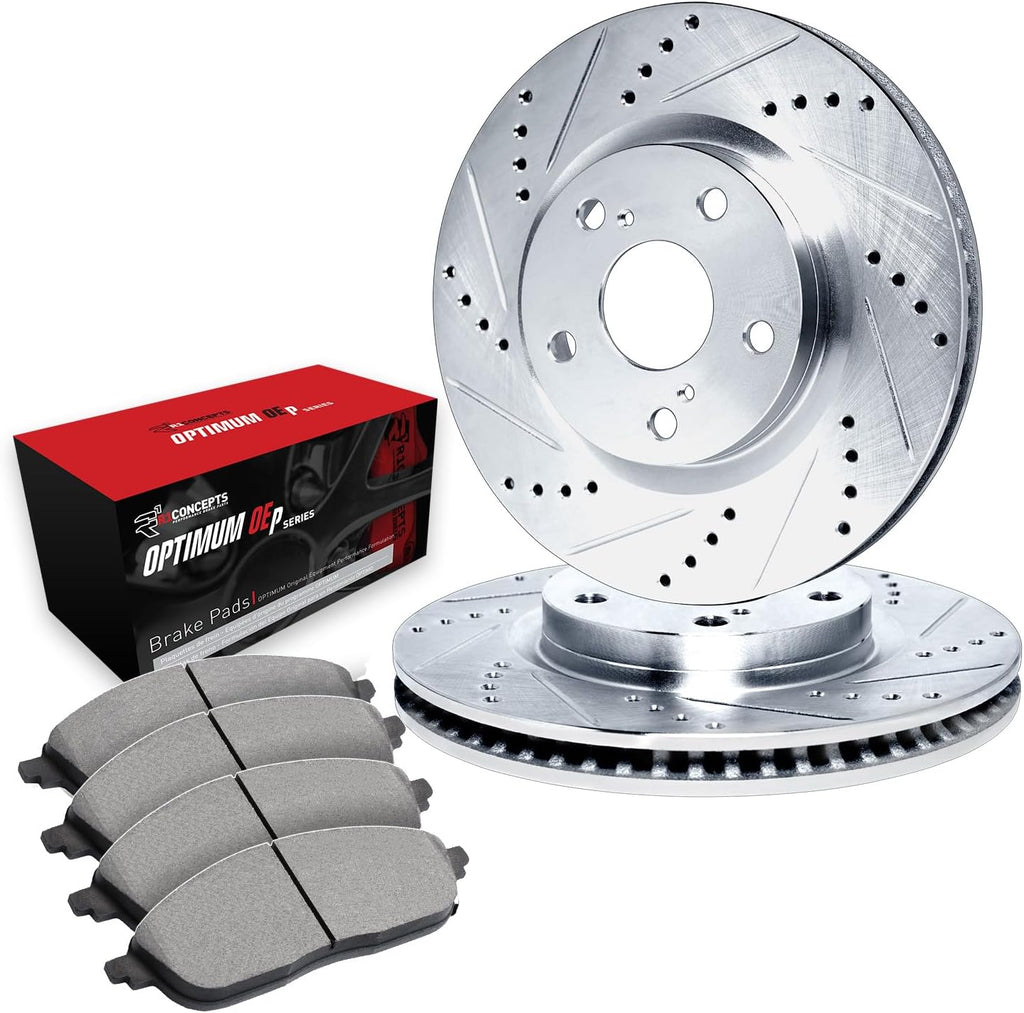 R1 Concepts Rear Brakes and Rotors Kit |Rear Brake Pads| Brake Rotors and Pads| Optimum OEp Brake Pads and Rotors|fits 2014-2015 Lexus IS250, IS350
