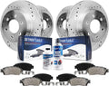 Detroit Axle - Brake Kit for 2021 Cadillac Escalade ESV GMC Yukon XL, Drilled and Slotted Disc Brake Rotors Ceramic Brakes Pads Replacement : 16.14' inch Front and 13.58' inch Rear Rotor