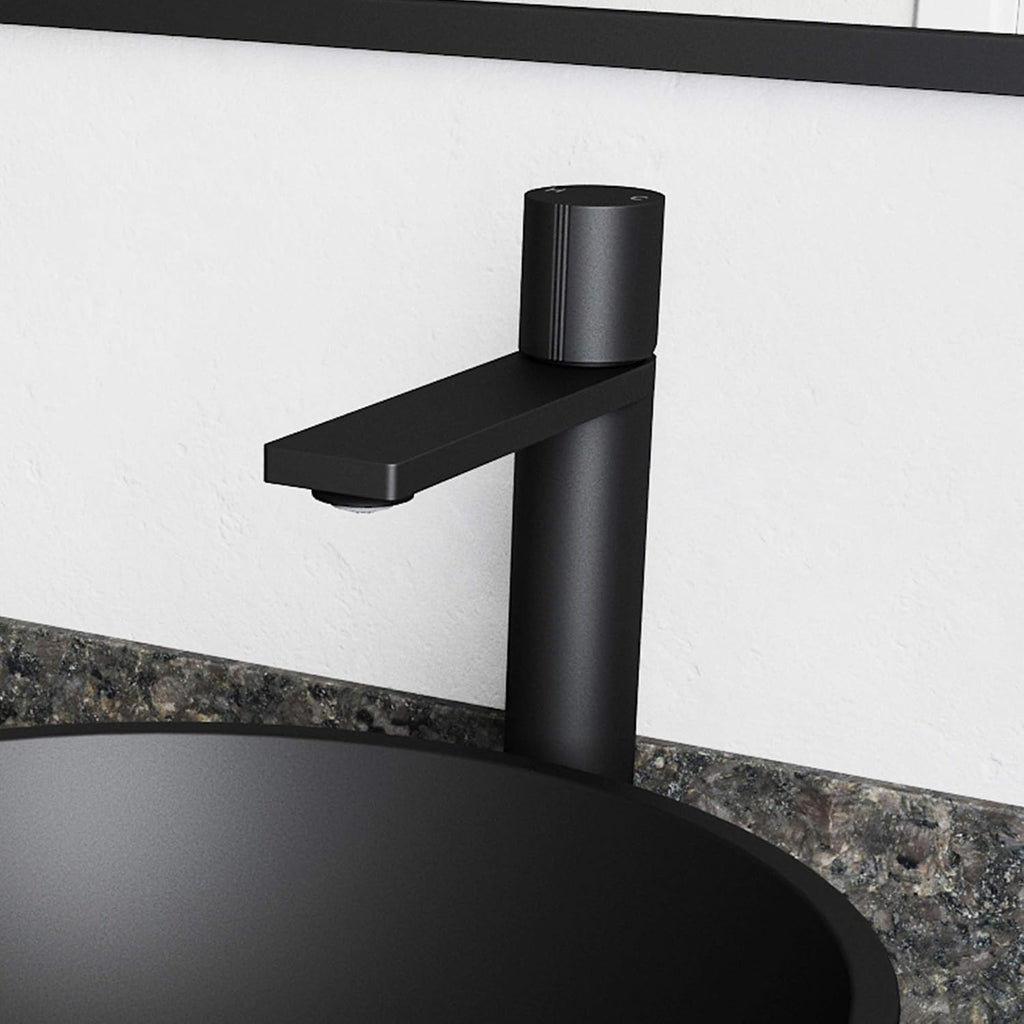 VIGO Gotham Single-Handle Single-Hole Mount Vessel Bathroom Sink Faucet, 12-Inch, Matte Black, Modern Design, Solid Brass, 1.2 GPM WaterSense & Ceramic Disc Valve, Corrosion-Resistant