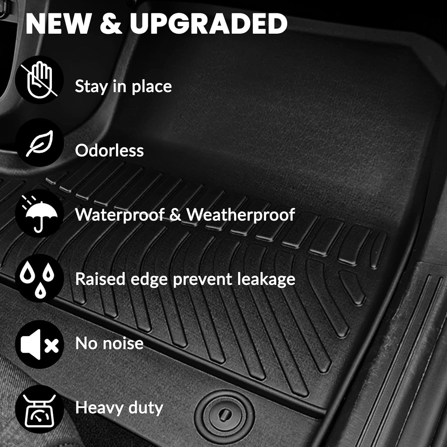 Auxko All Weather Floor Mats Fit for Nissan Pathfinder 2022-2025 2026(8 Seaters) / Infiniti QX60 (7 Seaters) TPE Rubber Liners Set All Season Guard Odorless Anti-Slip Floor Mats