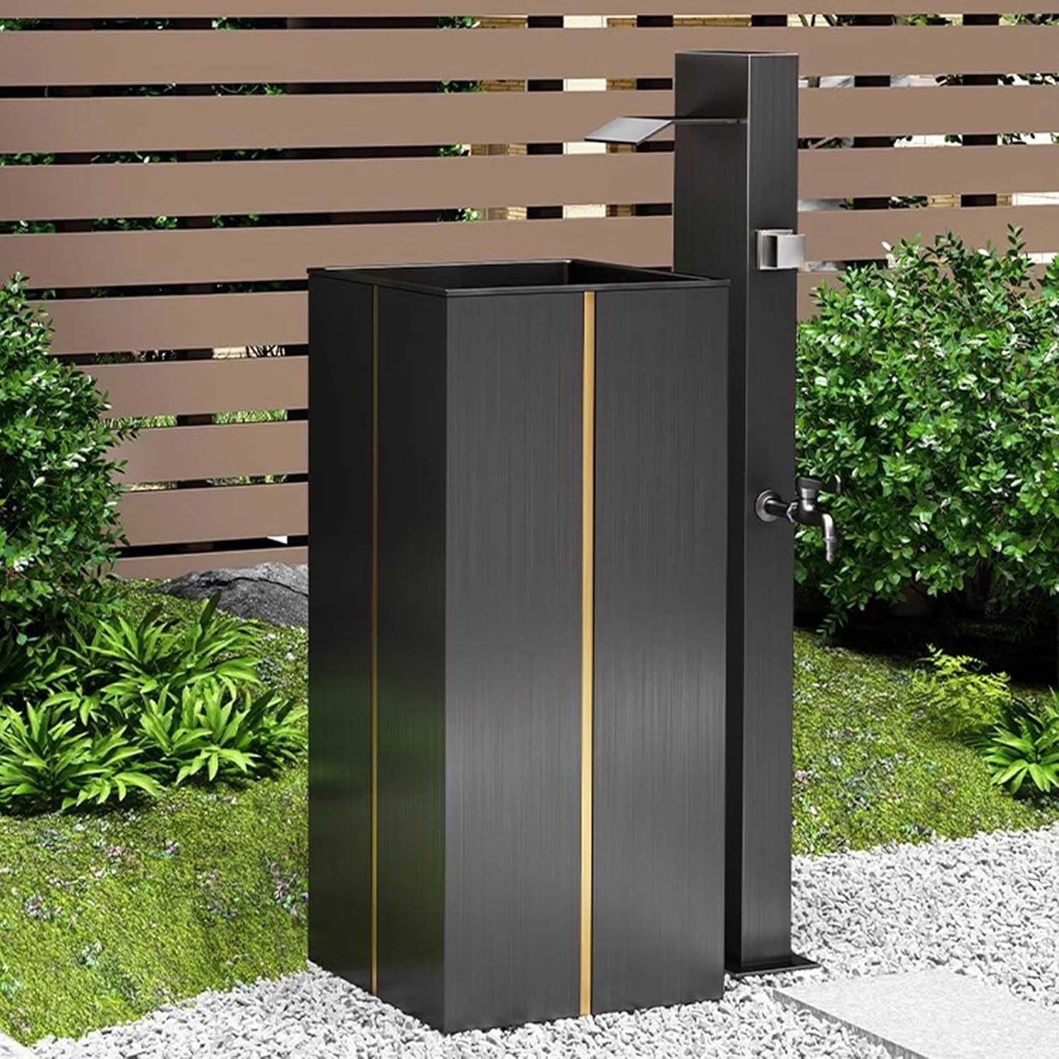 304 Stainless Steel Vertical Square Garden Water Column, Outdoor Antifreeze Faucet Water Dispenser Hydrant Water Feature Fountain Irrigation,Red