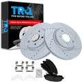 TRQ Performance Front Brake Pad and Rotor Set Ceramic Coated Drilled Slotted Vented Rotors Compatible with 2009-2014 Acura TL