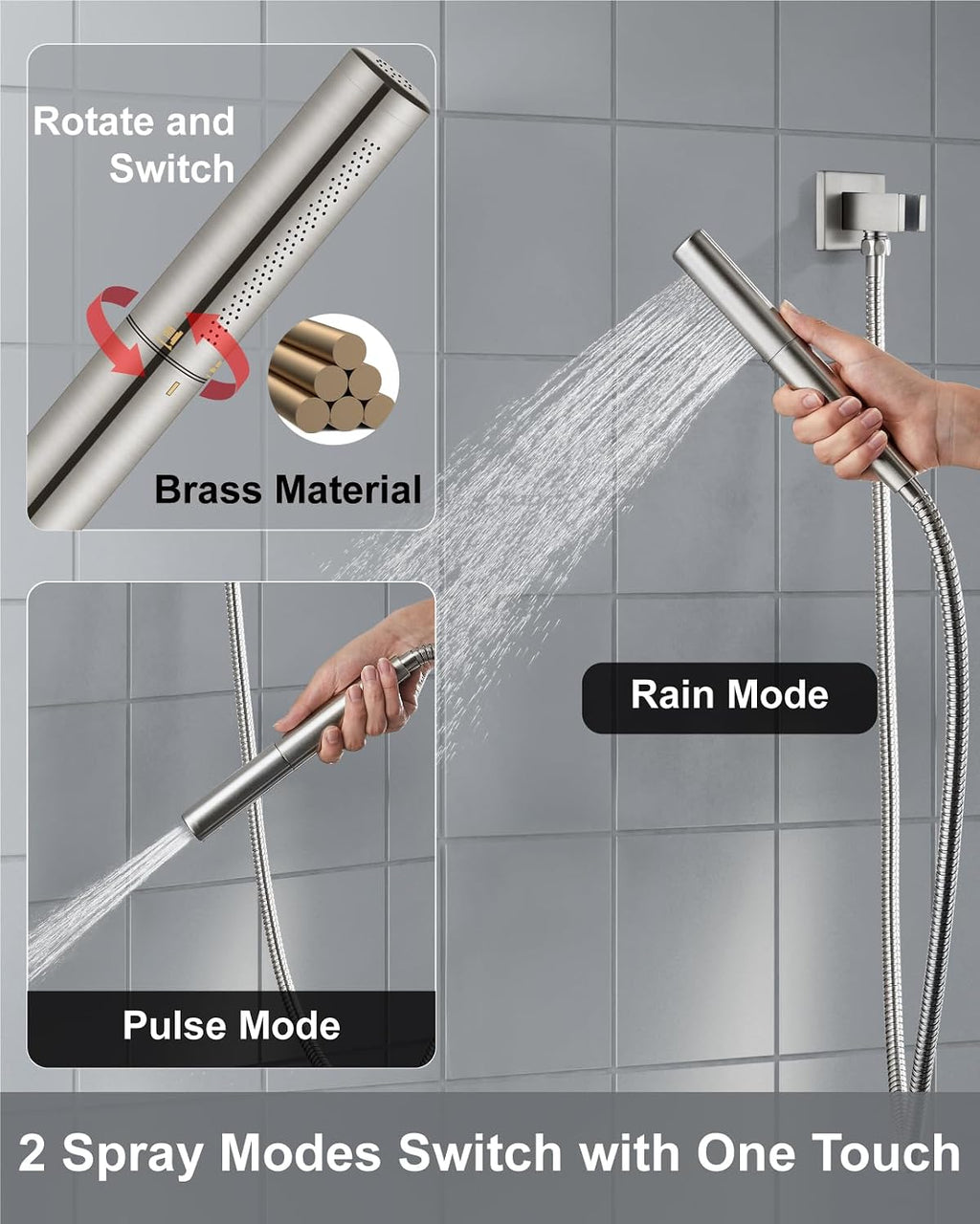 Aolemi Ceiling Mount Shower Faucet Set,Shower System Rain Showerhead and Handheld Spray Combo High-Pressure Showerheads Set with Valve and Trim Kit Rough-in Valve,12 Inch Brushed Nickel