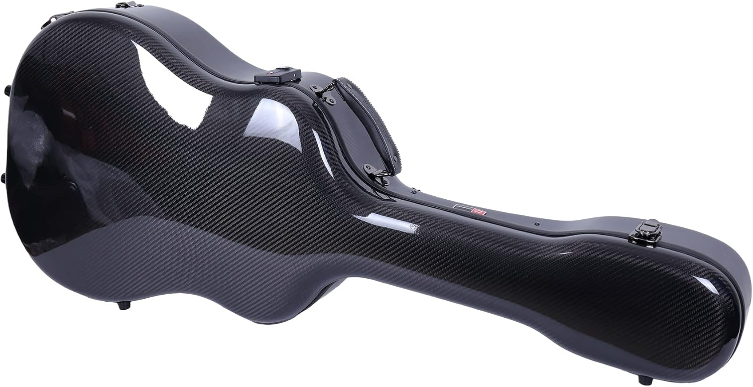 Crossrock Air Carbon Series Guitar Case - Fits 40'/41' Dreadnought Acoustic Guitar - 100% Purity Carbon Fiber Flight Case, Protective Cover, Includes TSA Lock - Black