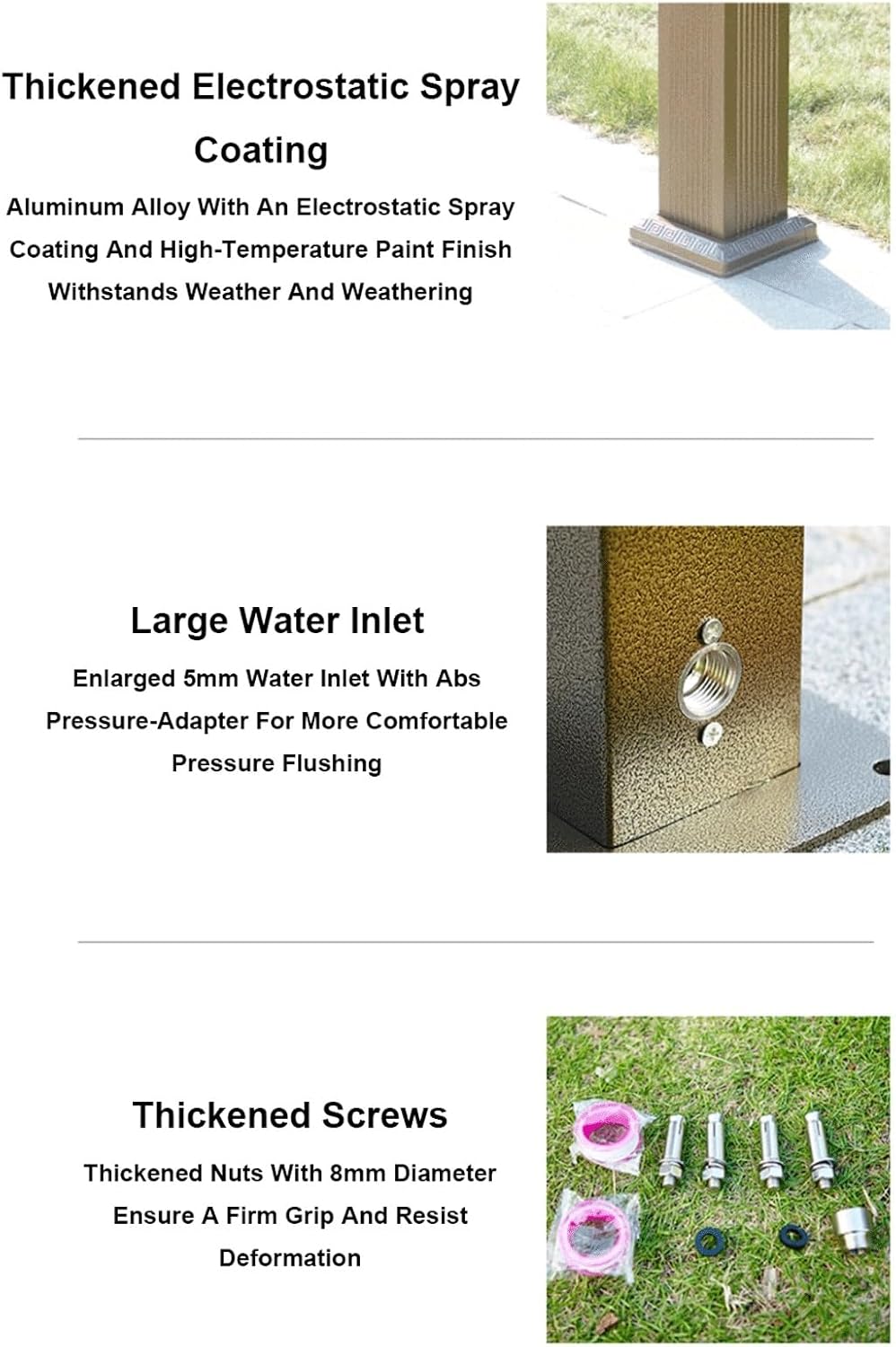 Outdoor Freestanding Water Column - Hot & Cold Aluminum Water Dispenser Hydrant, Antifreeze Faucet, Square Design for Garden, Patio, Lawn (Black)