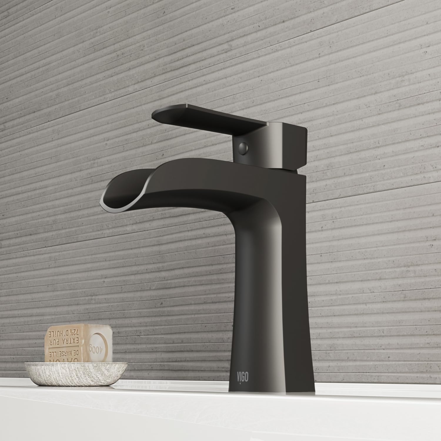 VIGO Paloma Waterfall Single-Handle Single-Hole Mount Bathroom Sink Faucet, 7-Inch, Matte Black, Modern Design, Solid Brass, 1.2 GPM WaterSense & Ceramic Disc Valve, Corrosion-Resistant - VG01041MB