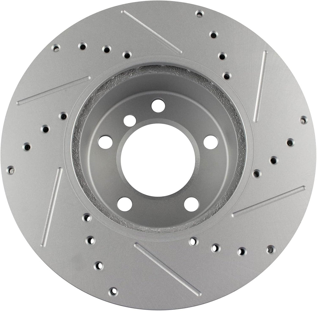 TRQ Performance Front Brake Pad and Rotor Set Ceramic Coated Drilled Slotted Compatible with 2008-2013 BMW 128i 2006 325i 325xi 2007 328i 328xi