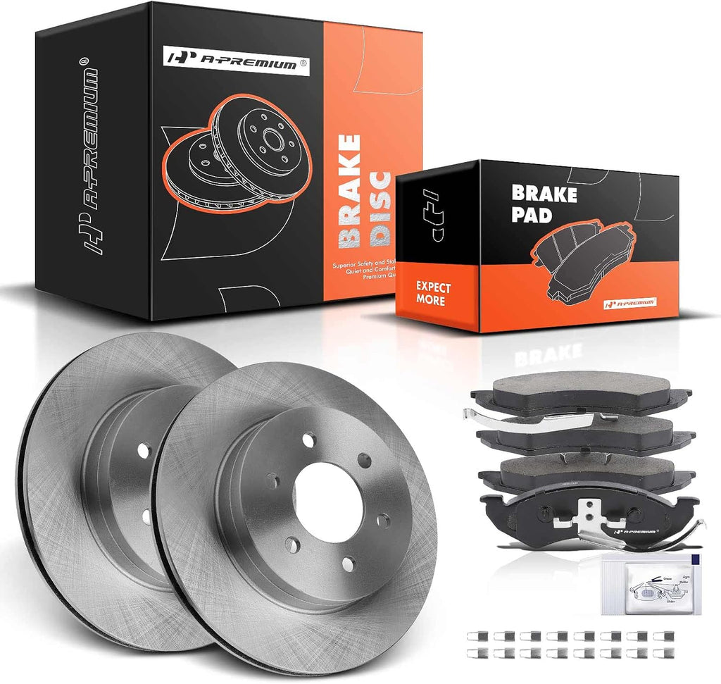 A-Premium 11.30 inch (287mm) Front Vented Disc Brake Rotors + Ceramic Pads Kit Compatible with Select Dodge Models - Dakota 1999, Durango 1998-1999, 6-PC Set