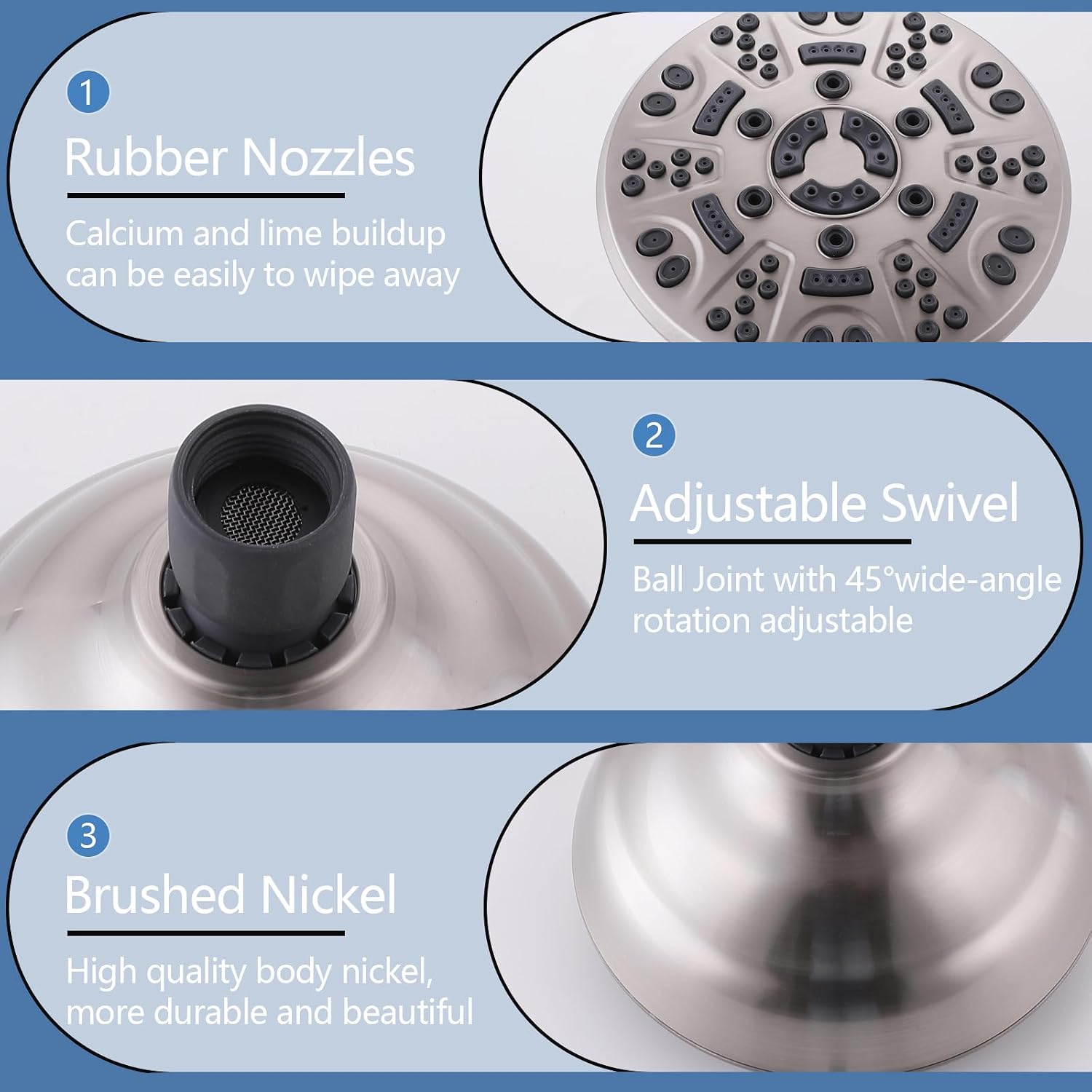 3 Handles Shower Faucet Set with Tub Spout Bathtub Shower Faucets Combo Set Shower System Complete Tub and Shower Trim Kit Shower Fixtures Brushed Nickel