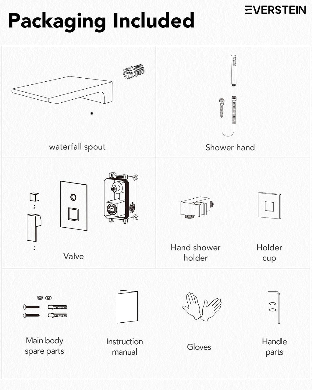 Wall Mounted Bathtub Shower Faucet Set, Bathroom Shower Fixtures Set Combo with Tub Spout and Handheld Shower Head Spray, Brushed Gold