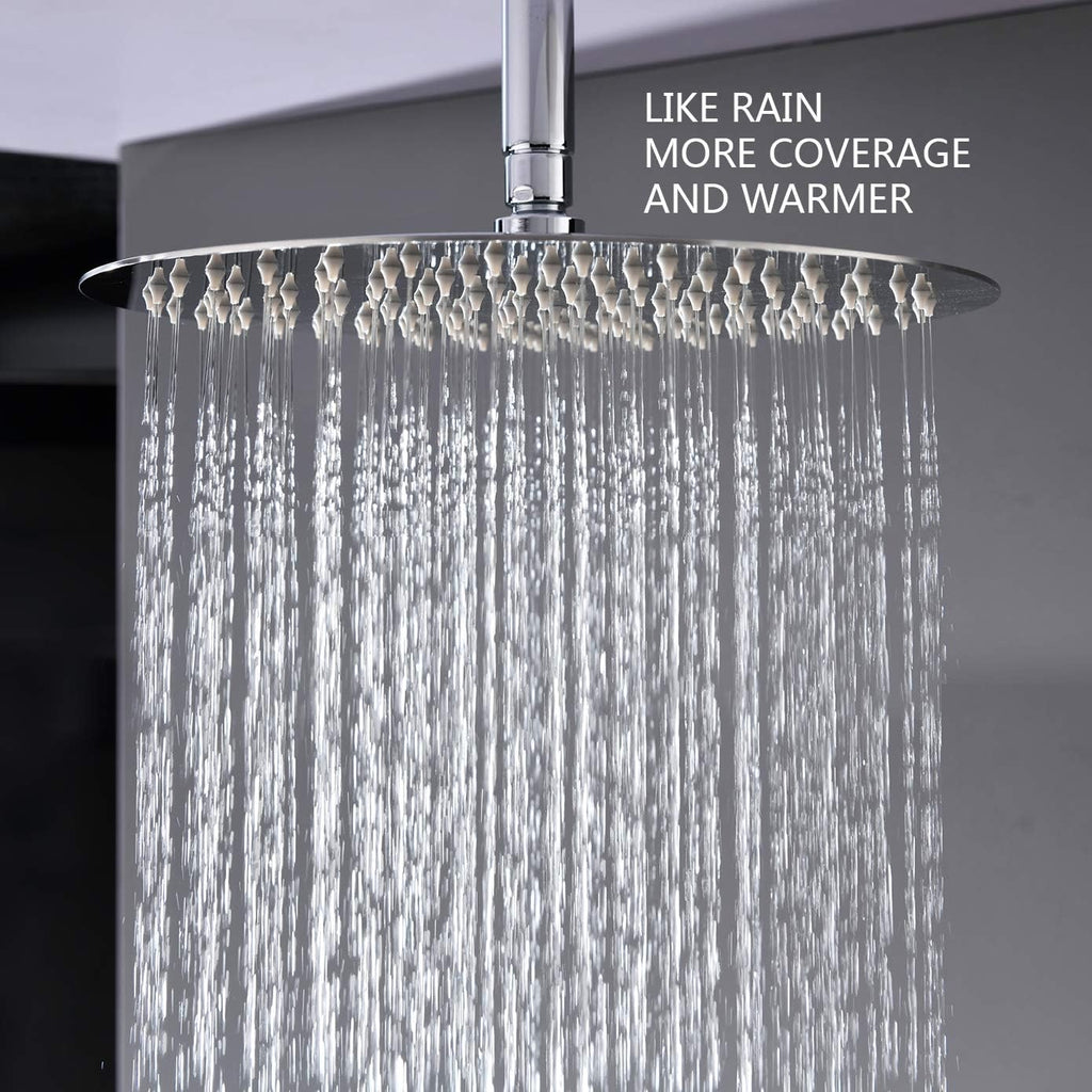 Ceiling Shower System, Chrome Shower Fixture Has 12 Inch Rain Shower Head with Handheld, All Metal Shower Faucet Sets Complete with Brass Valve