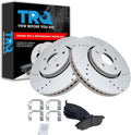 TRQ Performance Front Brake Pad and Rotor Set Ceramic Vented Coated Drilled Slotted Compatible with 2005-2012 Infiniti FX35 2005-2008 FX45 2013 FX37 2014 QX70
