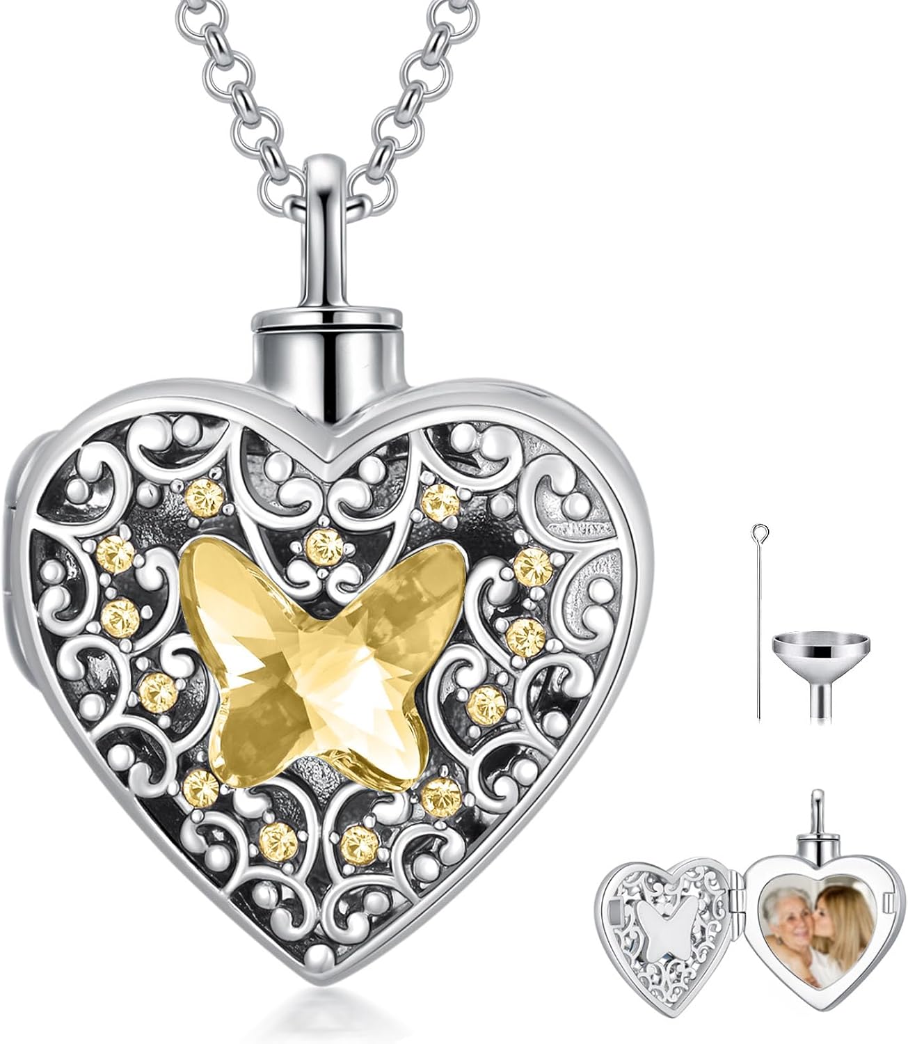 Dorunmo Personalized Heart Urn Locket Necklace for Ashes and Pictures 925 Sterling Silver Customized Locket Memorial Keepsake Cremation Jewelry for Ashes for Women Men Keep Someone Near to You