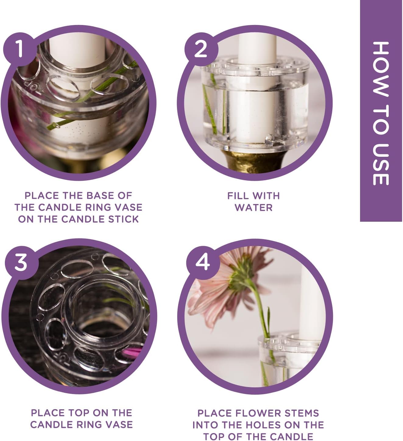 Floral Genius Case of 72 Candle Ring Vases 2-5/8' Diameter for Fresh and Artificial Flowers | Easy to Use | Water-Tight, Dishwasher Safe, Resuable Taper Candle Flower Frog Arrangement | USA Made