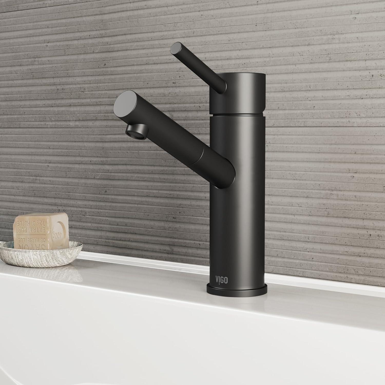 VIGO Noma Single-Handle Single-Hole Mount Bathroom Sink Faucet, 8-Inch, Matte Black, Modern Design, Solid Brass, 1.2 GPM WaterSense & Ceramic Disc Valve, Corrosion-Resistant