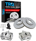 TRQ Performance Front Brake Pad and Rotor Set Ceramic Vented Coated Slotted Drilled Rotors Calipers Compatible with 2012-2015 Hyundai Tucson 2012-2016 Kia Sportage