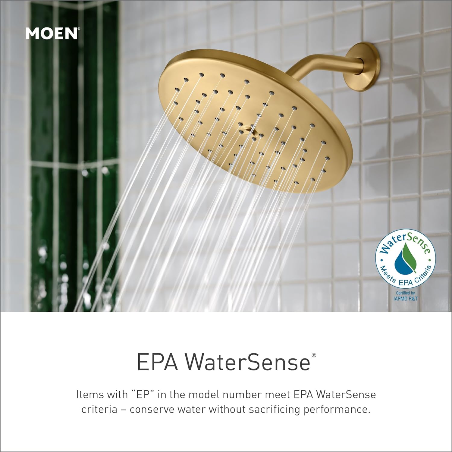 Moen Cia Eco-Performance Rain Shower Faucet Trim Kit with Wide Showerhead and Handle, Posi-Temp Valve Required, T2262EPBG