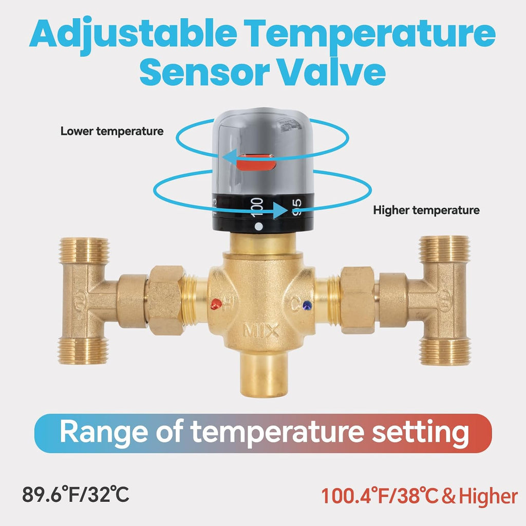 Hot Water Recirculating Pump Kit for Tank Water Heaters – 3-Speed Pump, Thermostatic Bypass Valve, WiFi Smart Plug, 2 Adapters, 1/2' to 3/8' Food-Grade Hoses, Easy DIY Install