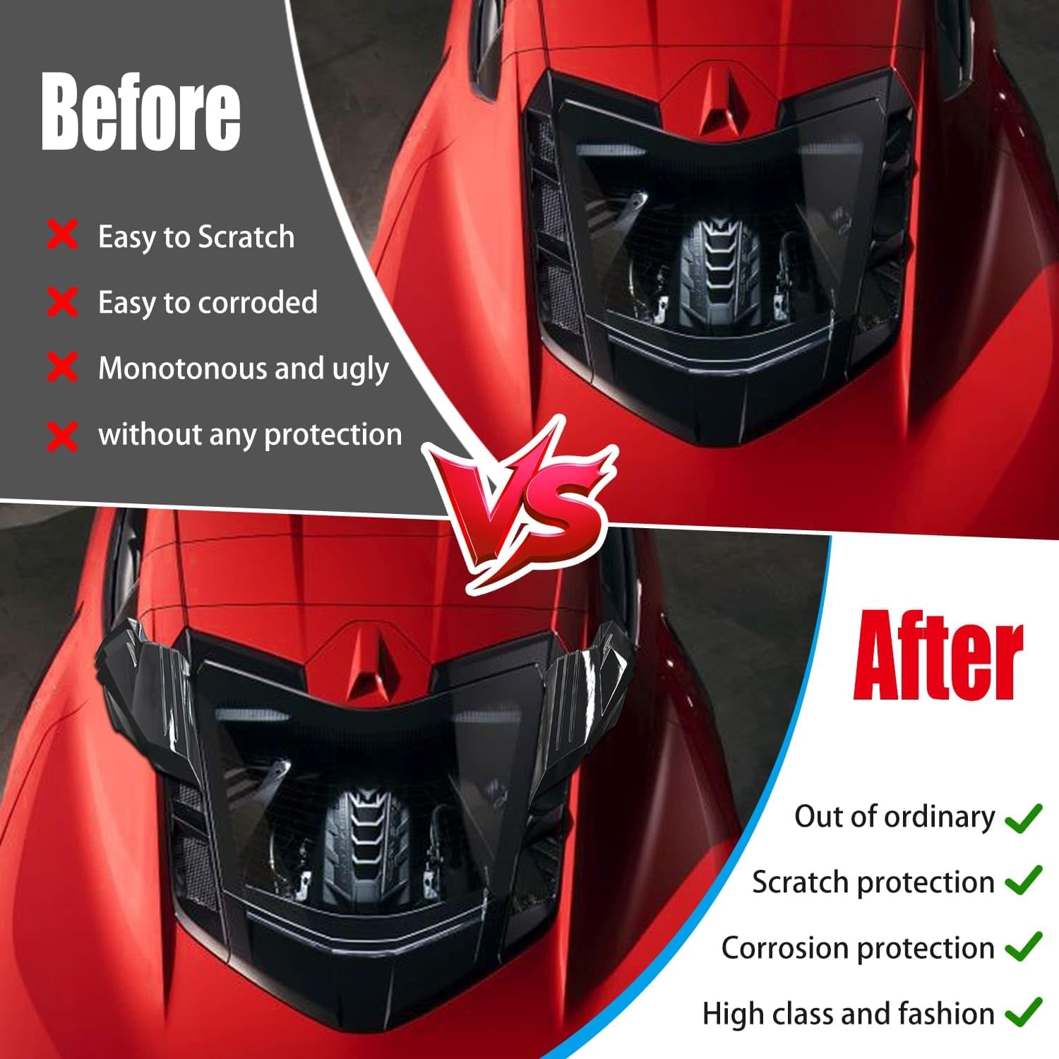 2Pcs Black Rear Quarter Intake Ports,ABS Plastic Rear Hatch D-Pillar Window Louver Trim Panels Air‑Vent Garnish Covers for Corvette C8 Stingray Z51 2020+,for C8 Z06 2023+/E-Ray 2024+