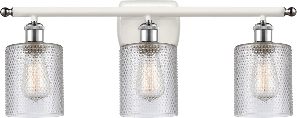 Innovations 516-3W-WPC-G112 Cobbleskill 3 Bath Vanity Light Part of The Ballston Collection, White and Polished Chrome