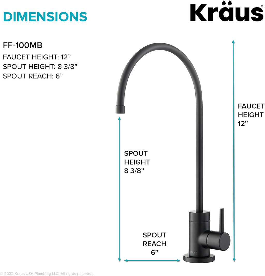 KRAUS Purita 2-Stage Under-Sink Filtration System with Single Handle Drinking Water Filter Faucet in Matte Black, FS-1001-FF-100MB
