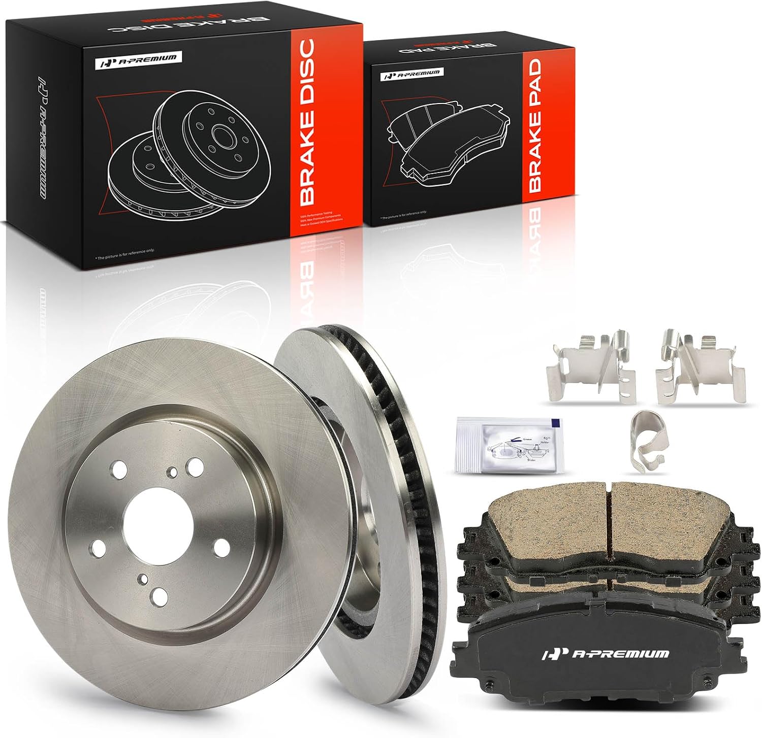 A-Premium 12.00 inch (305 mm) Front Vented Disc Brake Rotors + Ceramic Pads Kit Compatible with Select Toyota and Lexus Models - Camry, RAV4, Corolla Cross, Avalon, Venza, C-HR, ES350, UX200, 6-PC Set