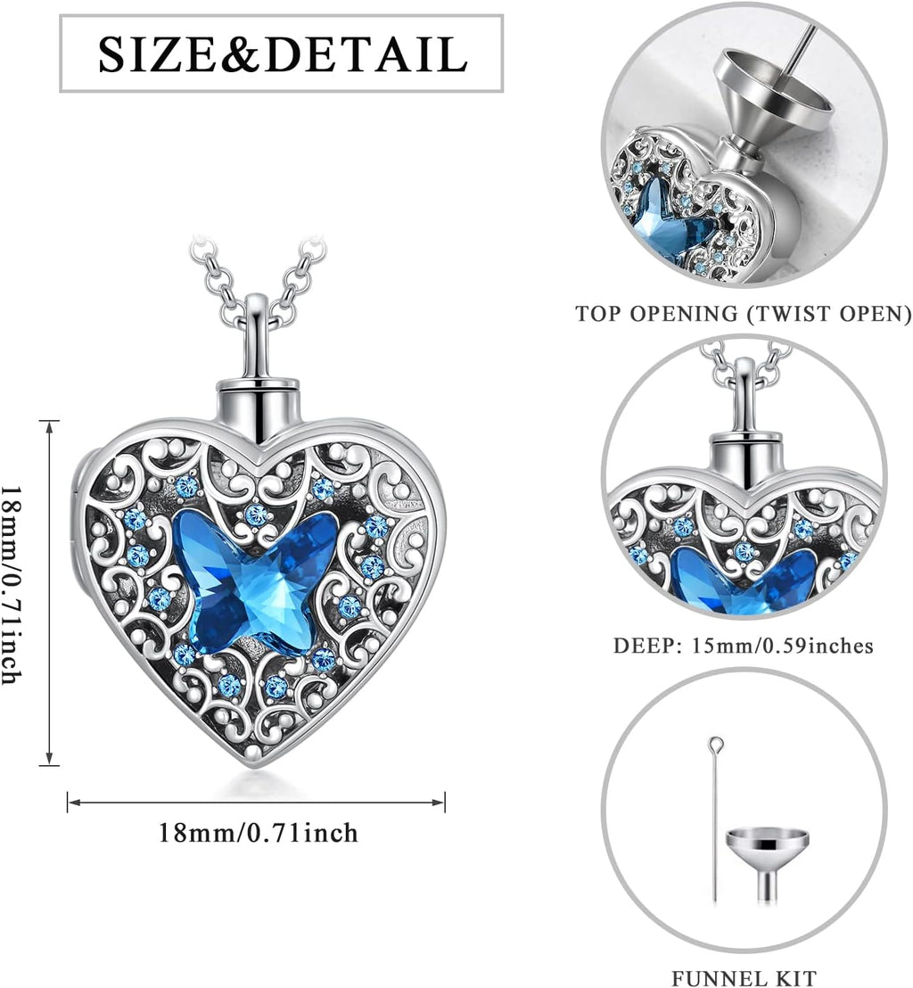 Dorunmo Personalized Heart Urn Locket Necklace for Ashes and Pictures 925 Sterling Silver Customized Locket Memorial Keepsake Cremation Jewelry for Ashes for Women Men Keep Someone Near to You