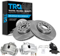 TRQ Front Brake Pad and Rotor Set Semi Metallic Vented Rotors Calipers Compatible with 2005-2015 Volkswagen Jetta 2010-2014 Golf 2006-2009 Rabbit 2012-2019 Beetle 2010 Audi A3