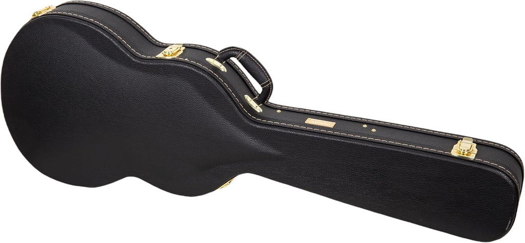 Crossrock 13' Archtop Guitar Case for Gretsch Jet/Penguin/Chris Rocha | Wooden Hardshell, Lock, Storage, Left & Right-Hand Compatible – Black (CRW620JA13BK)