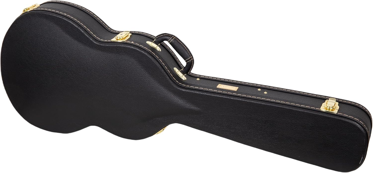 Crossrock 13' Archtop Guitar Case for Gretsch Jet/Penguin/Chris Rocha | Wooden Hardshell, Lock, Storage, Left & Right-Hand Compatible – Black (CRW620JA13BK)