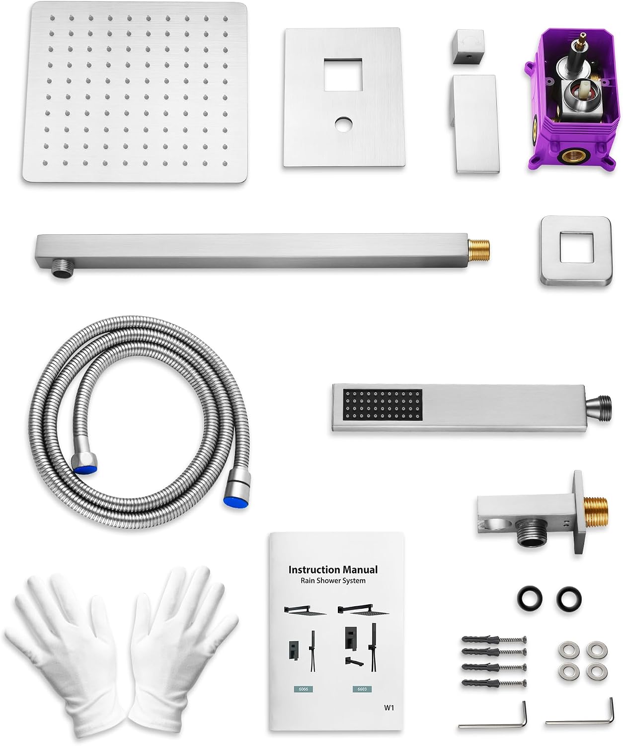 10 Inch Shower Faucet Set, High Pressure Rainfall Shower Head and Handheld Sprayer Combo, Brushed Nickel