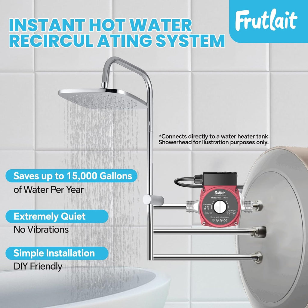 Hot Water Recirculating Pump Kit for Tank Water Heaters – 3-Speed Pump, Thermostatic Bypass Valve, WiFi Smart Plug, 2 Adapters, 1/2' to 3/8' Food-Grade Hoses, Easy DIY Install