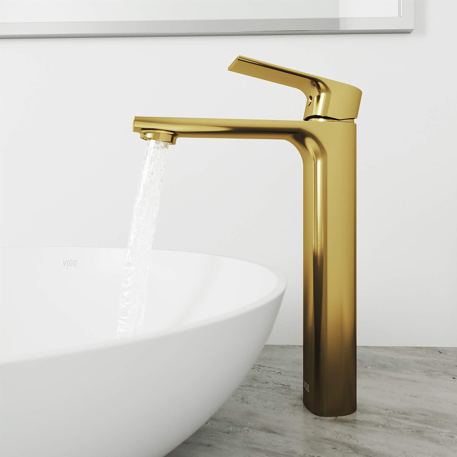 VIGO Norfolk Single-Handle Single-Hole Mount Vessel Bathroom Sink Faucet, 11-Inch, Matte Brushed Gold, Modern Design, Solid Brass, 1.2 GPM WaterSense & Ceramic Disc Valve, Corrosion-Resistant