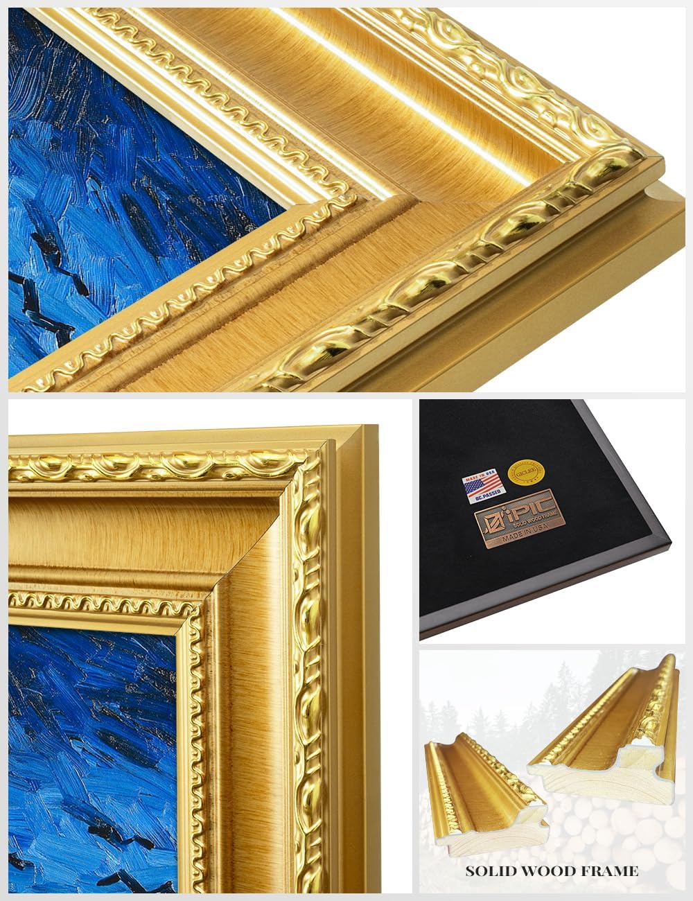 IPIC - Vincent Van Gogh's Wheat Field with Crows. Classic World Art Reproduction. Giclee Prints on Acid Free Cotton Canvas with Solid Wood Frame, Total size: W 24.8' x H 20.8'