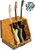 Fender Classic Series Case Stand - 3 Guitars Brown Bundle with Austin Bazaar Exclusive 24-Pack Picks