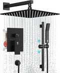 SR SUN RISE 10 Inch Slide Bar Shower Faucet Luxury High Pressure Shower Heads and Handheld Spray Combo Set Wall Mounted Shower System Included Valve and Trim Kit, Matte Black