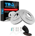 TRQ Performance Front Brake Pad and Rotor Set Ceramic G Coated Drilled Slotted Vented Rotors Compatible with 2009 Ford F-150