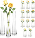 Hewory Glass Bud Vases for Centerpieces Set of 36, Handmade Modern Clear Small Skinny Decorative Single Flower Vase, Minimalist Slim Floral Vase for Home Wedding Party Events Table Decor, 9.64'