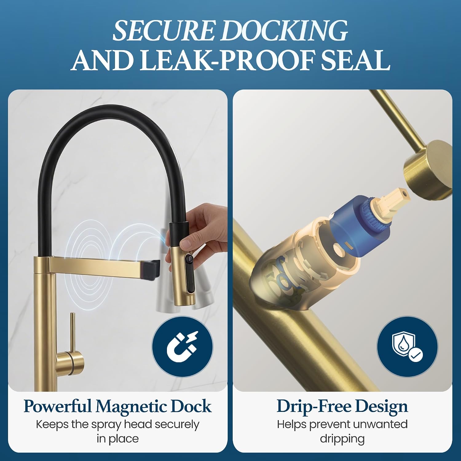 STiLWERK 3-in-1 Kitchen Sink Faucet with Pull-Out Sprayer, 3 Way Hot, Cold & Drinking Water Mixer, Magnetic Docking, Stainless Steel, Champagne Gold Finish