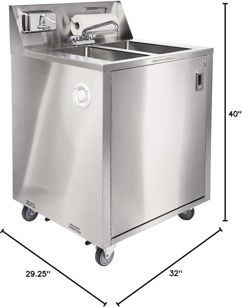 AFE DB101 Double Basin Stainless Steel Portable Sink with Hot Water