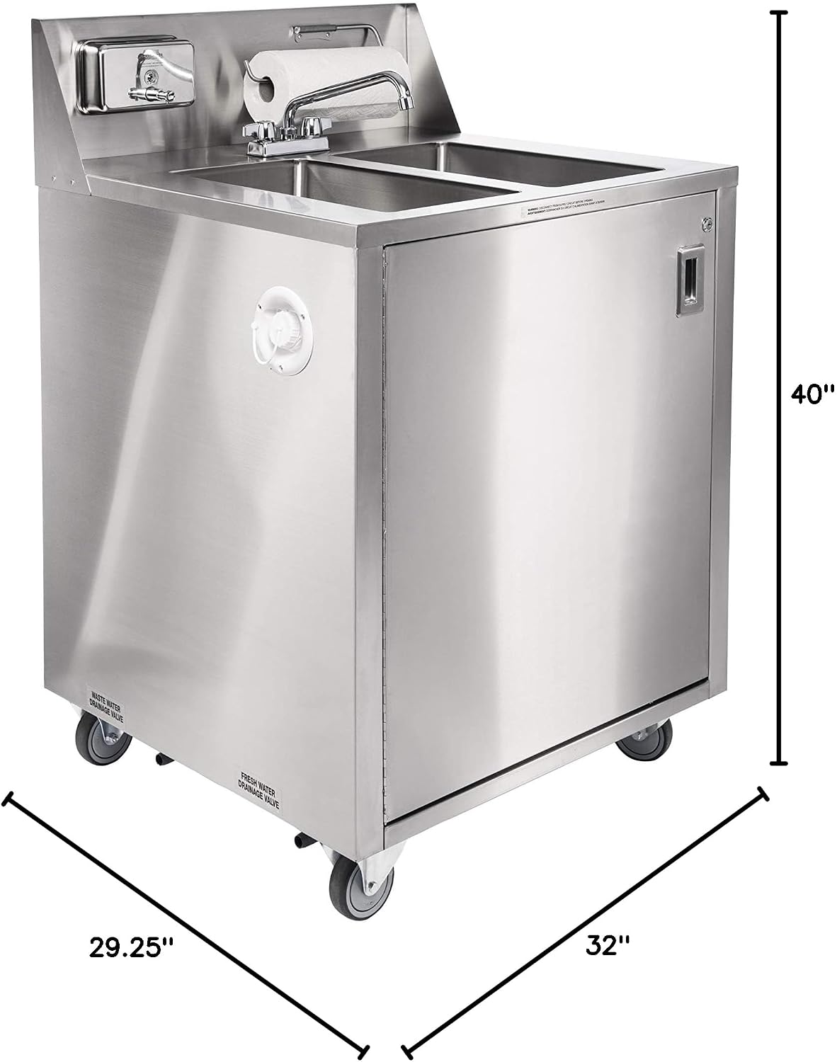 AFE DB101 Double Basin Stainless Steel Portable Sink with Hot Water