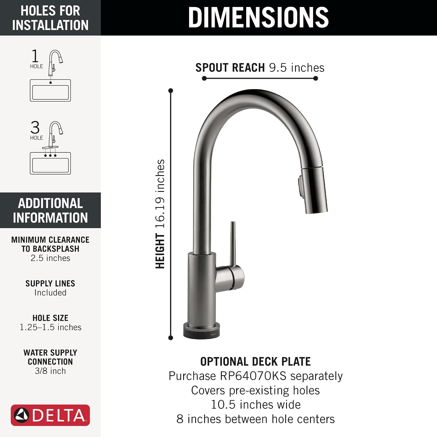 Delta Faucet Trinsic VoiceIQ Touch Kitchen Faucet with Touchless Technology, Black Kitchen Faucet, Smart Faucet, Alexa and Google Assistant Voice Activated, Black Stainless 9159TLV-KS-DST